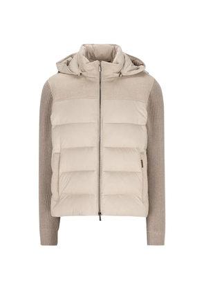 Moorer quilted panelled hooded jacket - Neutrals
