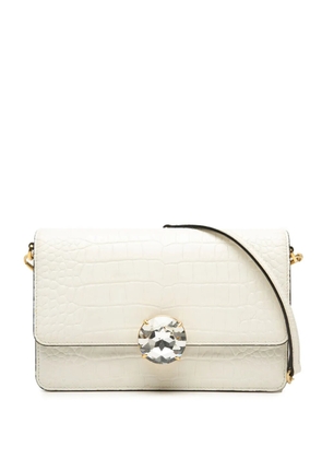 Miu Miu Pre-Owned 2010-2026 Croc Embossed Leather Crystal Solitaire crossbody bag - White