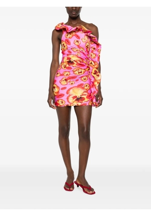 Amen floral-print ruffled mini dress - Pink