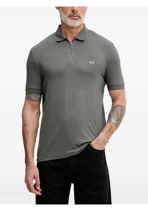 Armani Exchange logo-embroidered zip-fastening polo shirt - Green