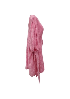 GANNI pleated tie-waist dress - Pink