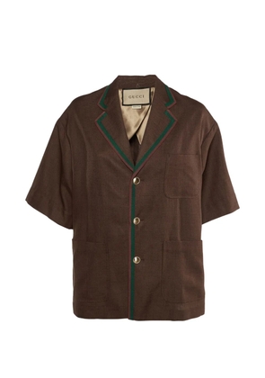 Gucci Pre-Owned Web-stripe bowling shirt - Brown