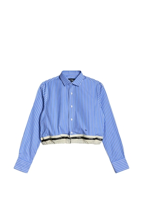 HommeGirls striped-pattern cropped shirt - Blue