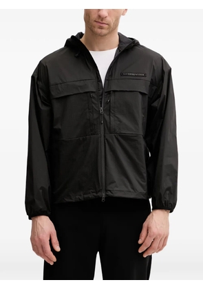 Ea7 Emporio Armani logo-patch hooded windbreaker - Black