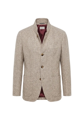 Brunello Cucinelli cashmere diagonal-stripe jacket - Neutrals