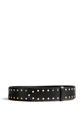 KHAITE Theo waist belt in black leather with gold studs