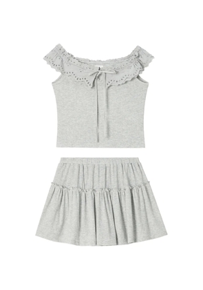 b+ab broderie-anglaise ruffled set - Grey