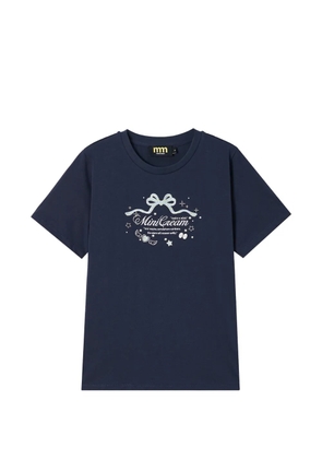 Mini Cream graphic-print T-shirt - Blue