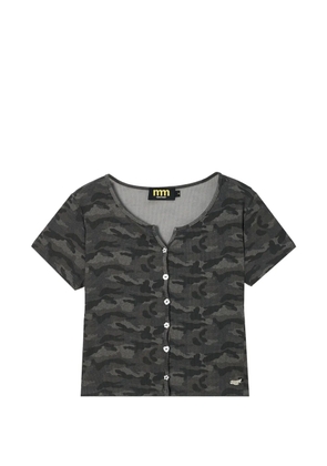 Mini Cream camouflage-print button-up T-shirt - Grey