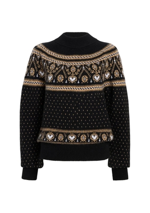 KHAITE Guy sweater in black and camel multi