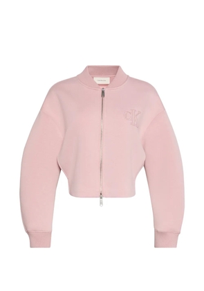 Calvin Klein logo-embroidered cropped bomber jacket - Pink