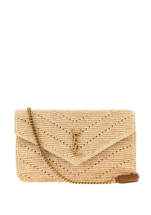 Saint Laurent Loulou raffia shoulder bag - Neutrals
