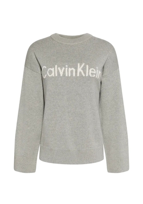 Calvin Klein logo-intarsia crew-neck sweater - Grey