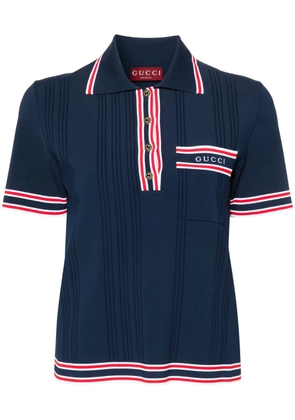 Gucci striped-edge ribbed polo top - Blue