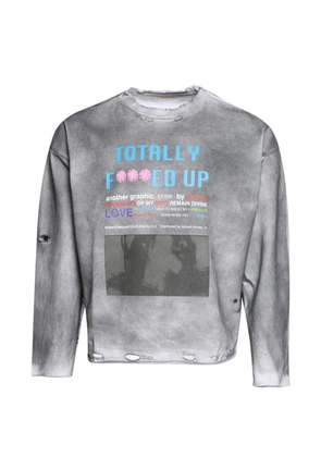 astrum distressed-effect graphic-print T-shirt - Grey