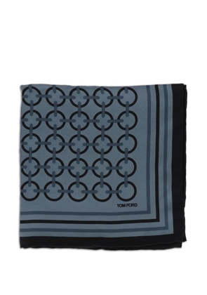 TOM FORD chain-link-print silk pocket square - Blue