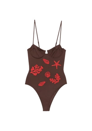 MC2 Saint Barth bead-embellished underwired swimsuit - Brown