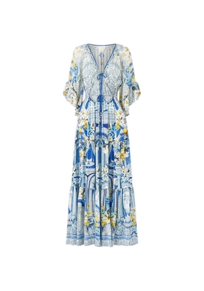 Camilla ruffle-sleeve maxi dress - Blue