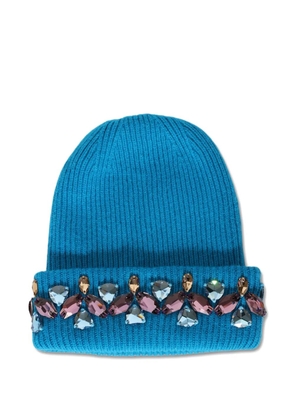 Melrose High crystal-embellished ribbed beanie hat - Blue