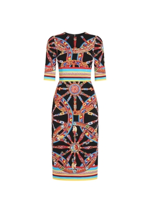 Dolce & Gabbana Carretto-print charmeuse dress - Black
