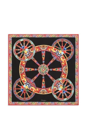 Dolce & Gabbana 90x90 Carretto-print silk twill scarf - Black