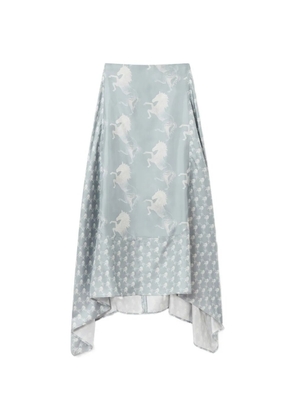 Stella McCartney horse-print handkerchief-hem skirt - Blue
