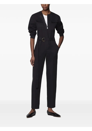 Another Tomorrow belted collarless jumpsuit - Black