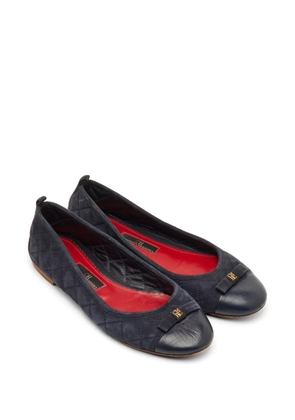 Carolina Herrera Vintage bow quilted ballet flats - Blue