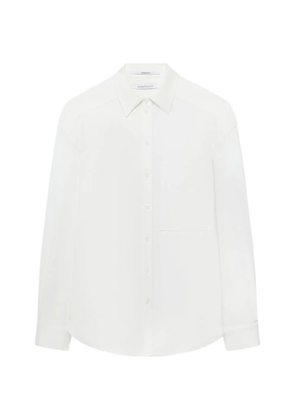 Another Tomorrow pleat-back hemp-blend shirt - White
