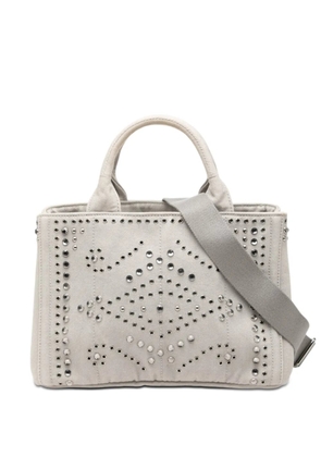 Prada Pre-Owned 2010-2026 Small Denim Canapa Bijoux and Grommet satchel - Grey