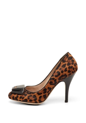 Ferragamo Pre-Owned leopard-print bow pumps - Brown