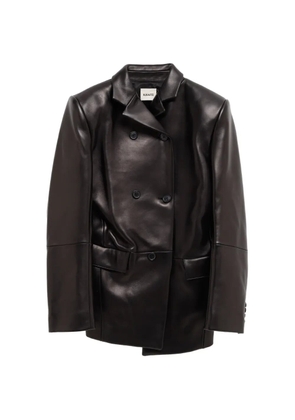 KHAITE double-breasted leather blazer - Black