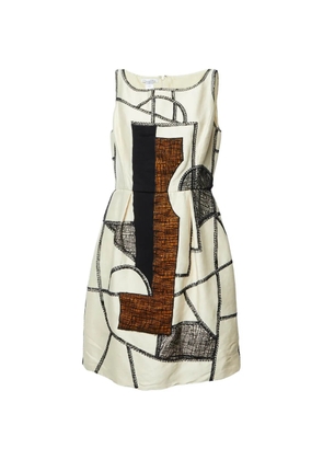 Oscar de la Renta Pre-Owned embroidered sleeveless dress - Neutrals