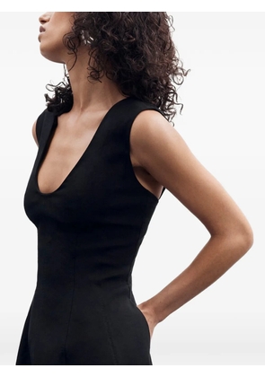 Another Tomorrow seamed sleeveless midi dress - Black