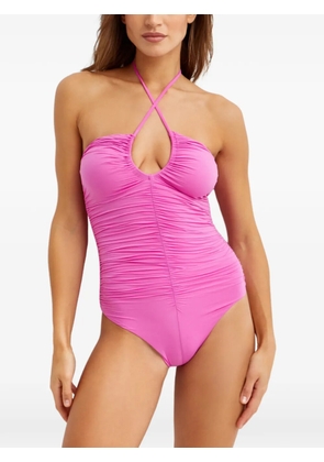 Marysia Hasell Maillot halterneck ruched swimsuit - Pink