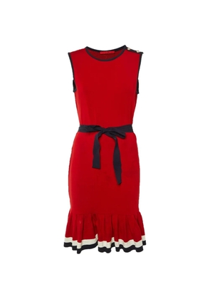 Carolina Herrera Vintage flounced-hem jersey mini dress - Red