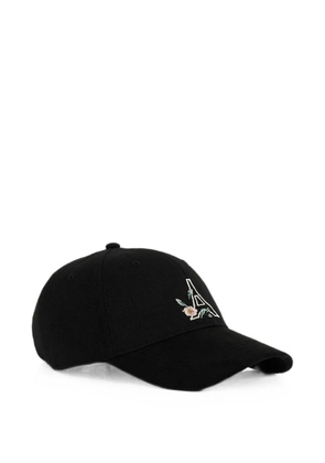 Manière De Voir floral-Eiffel suede-contrast cap - black