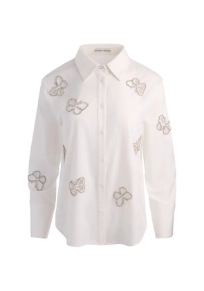 alice + olivia Finely crystal-embellished cutout shirt - White