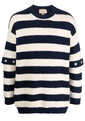 Gucci striped crew-neck brushed jumper - Neutrals