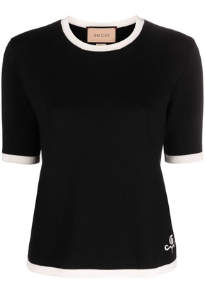Gucci contrasting-trim wool T-shirt - Black