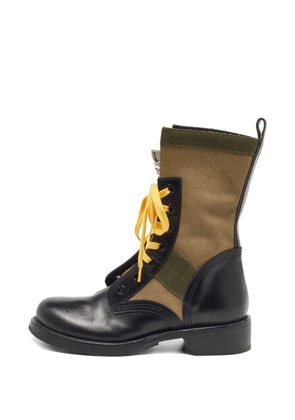 Louis Vuitton Pre-Owned Metropolis Flat Ranger Monogram canvas combat boots - Green