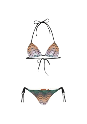 Missoni Greek-motif lamé bikini - Orange