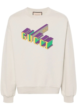Gucci logo-print cotton sweatshirt - Neutrals