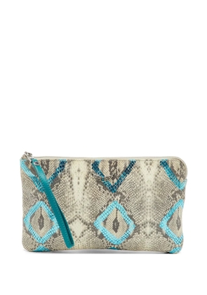 Zadig&Voltaire snakeskin-embossed clutch bag - Neutrals
