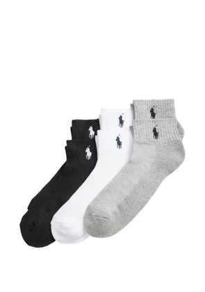 Polo Ralph Lauren logo-embroidered ribbed-knit socks (set of three) - Grey