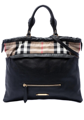Burberry Pre-Owned 2000-2017 House Check Trimmed Leather Big Crush Convertible Tote satchel - Black
