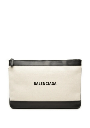 Balenciaga Pre-Owned 2019 Canvas Navy Clip M clutch bag - Brown