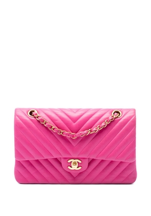 CHANEL Pre-Owned 2015-2016 Medium Classic Chevron Lambskin Double Flap shoulder bag - Pink