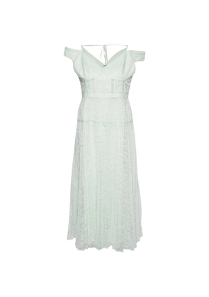 Self-Portrait lace off-shoulder midi dress - Green