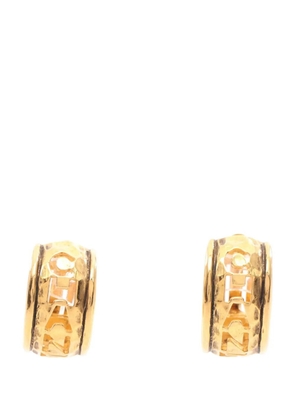 CHANEL Pre-Owned 20th Century Gold Plated Cut Out Logo Half Hoop Clip On Earrings costume earrings